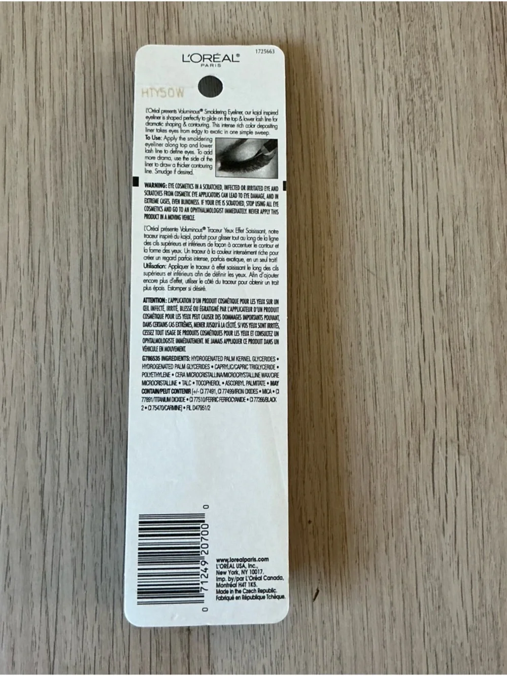 L'Oreal Voluminous Smoldering Wood Pencil Eyeliner - Black